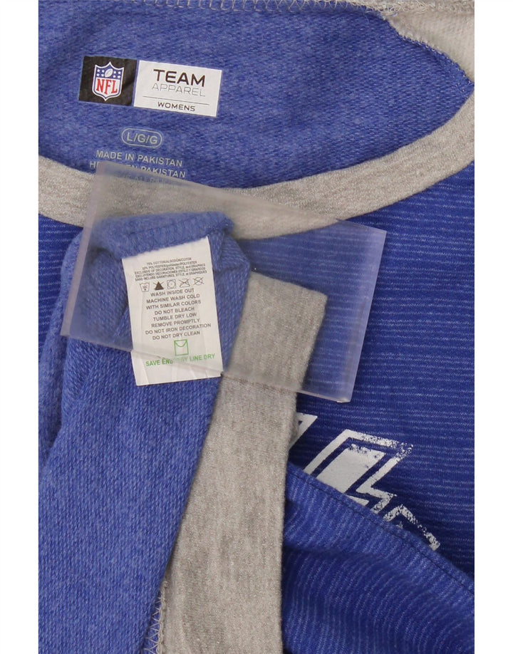NFL Womens Colts Graphic Sweatshirt Jumper UK 16 Large Blue Colourblock Vintage NFL and Second-Hand NFL from Messina Hembry 
