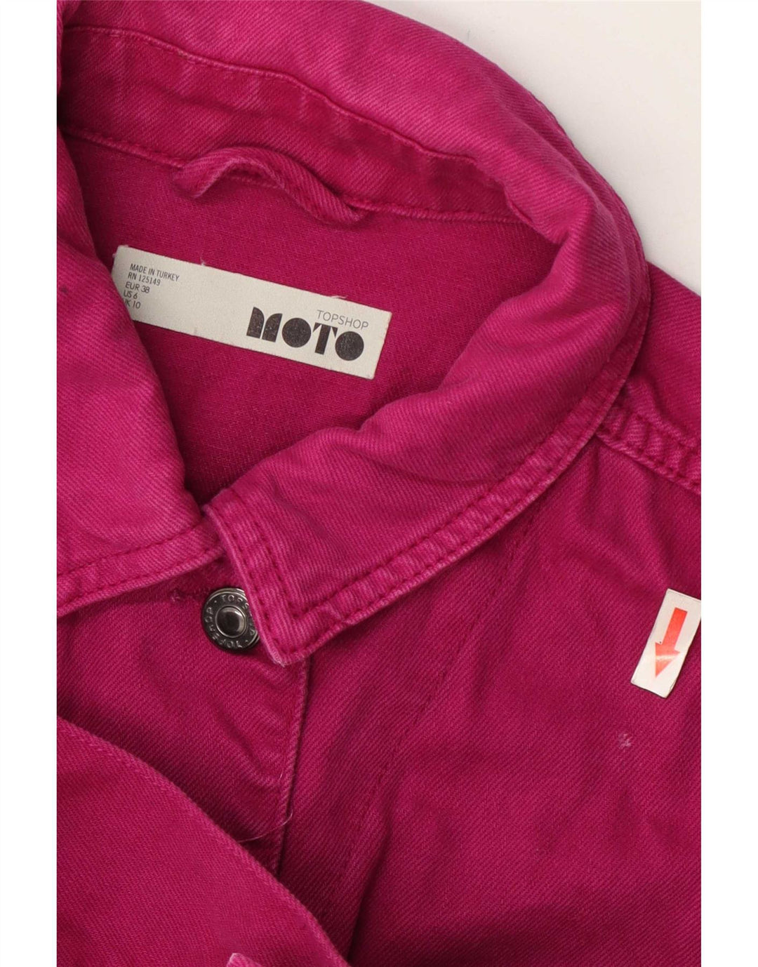 Topshop Dame Oversized Denim Jacket UK 10 Small Pink Bomuld