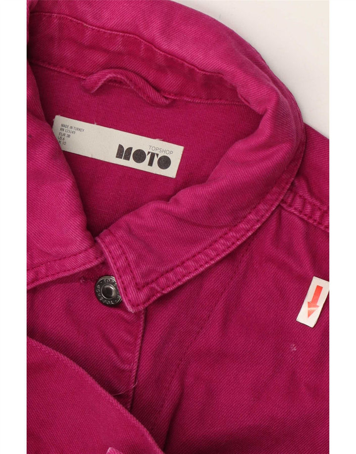 Topshop Dame Oversized Denim Jacket UK 10 Small Pink Bomuld