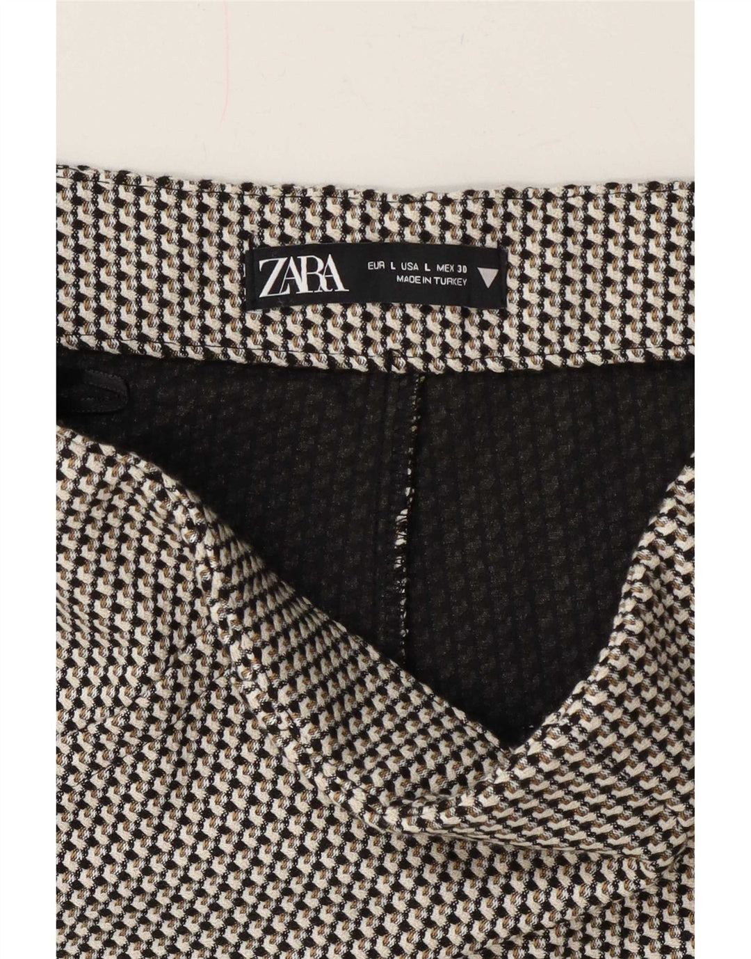 Zara Womens High Waist Hot Pants Large W30 Beige Geometric