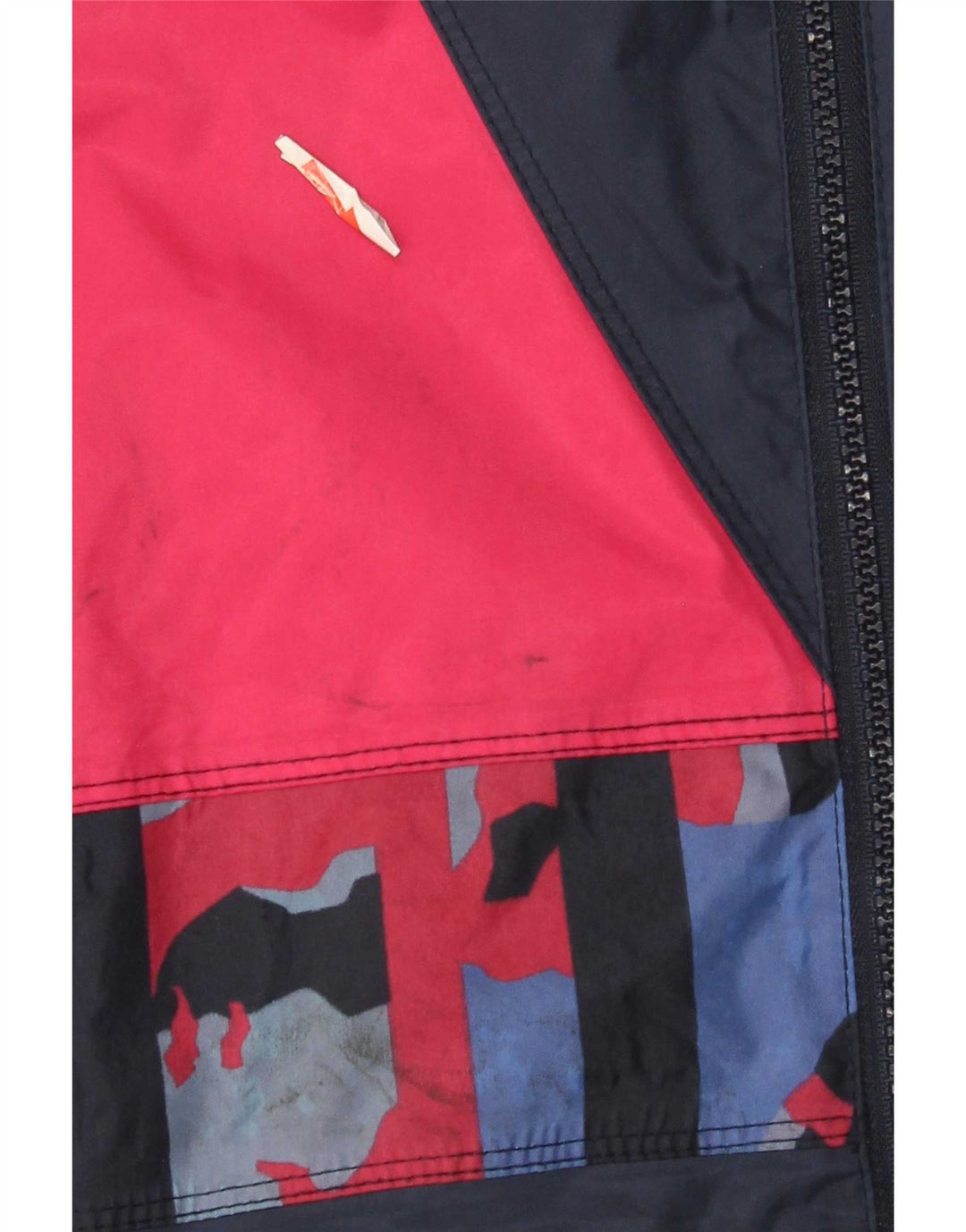 Vintage Regnjakke med hætte til mænd UK 38 Medium Navy Blue Colourblock Nylon