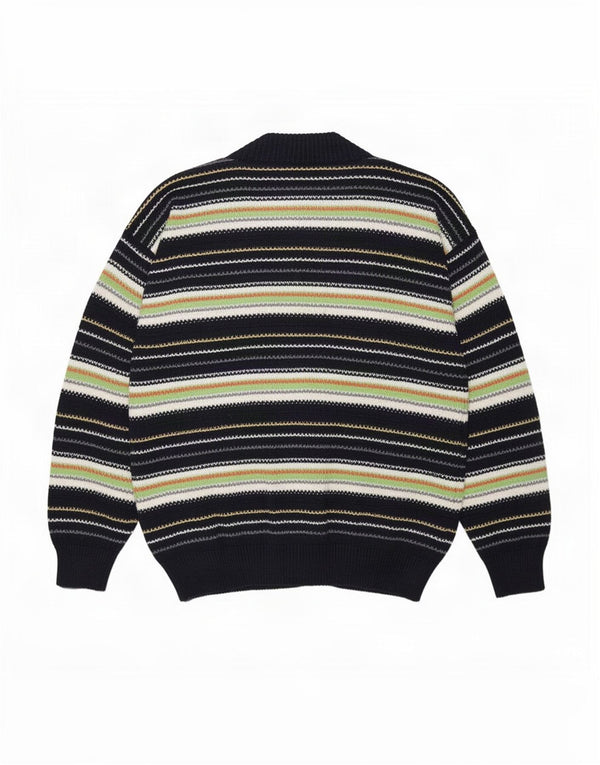 Vintage herre cardigan sweater stor marineblå stribet