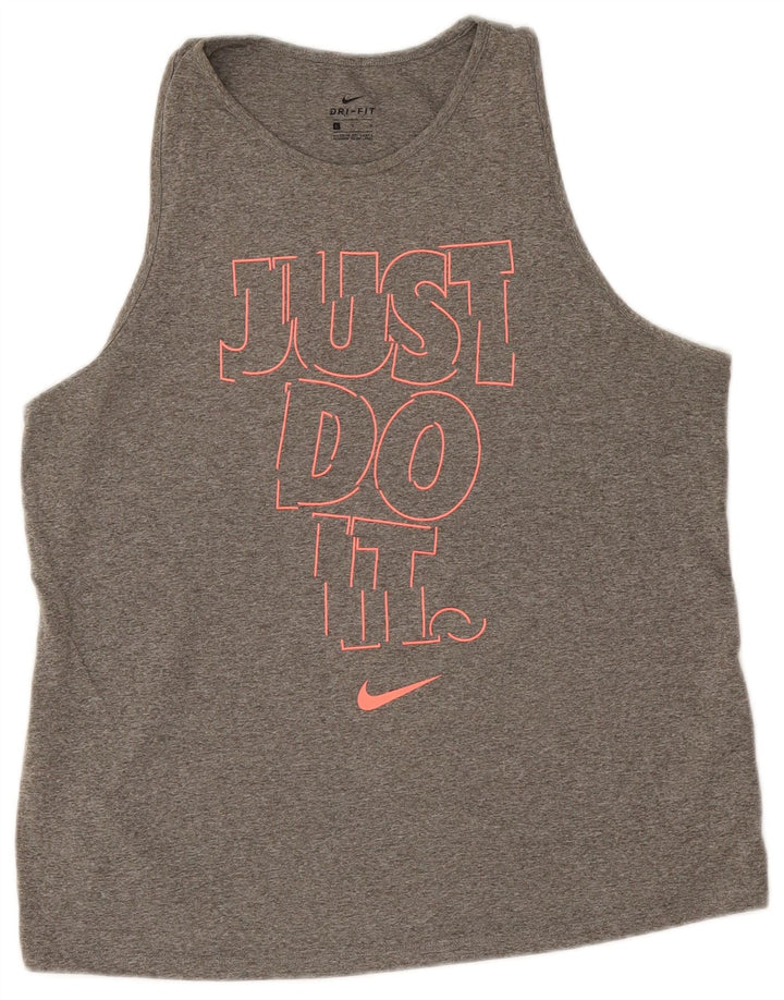 Nike Dame Dri Fit Grafisk Vest Top UK 16 Large Grå Polyester