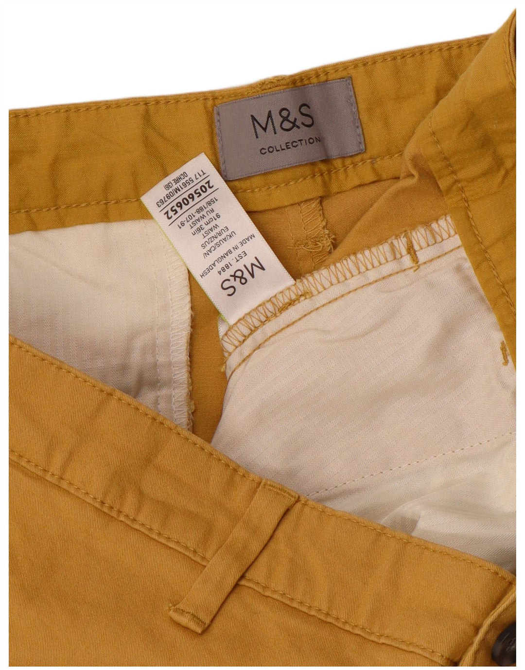 Marks & Spencer Herre Chino Shorts W36 Large Yellow Bomuld