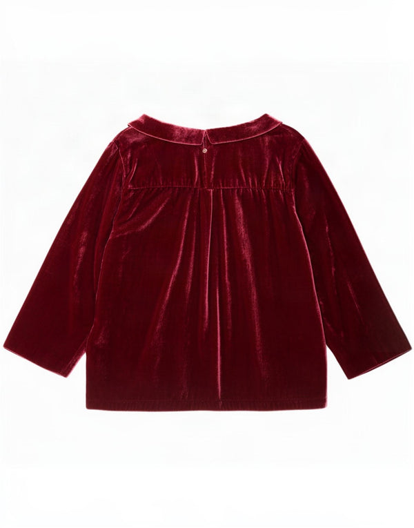 White Stuff Womens Velvet 3/4-ærmet bluse Top UK 18 XL Burgundy Viscose