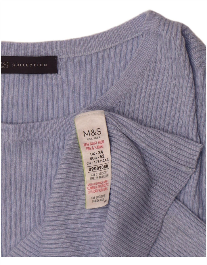 Marks & Spencer Dame T-Shirt Top UK 24 4XL Blå Viscose