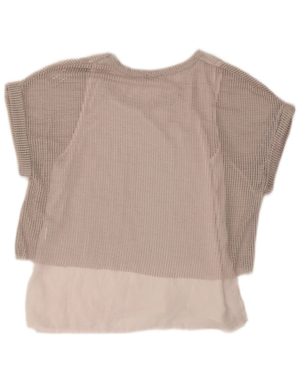 Zara Dame Bluse Top UK 14 Medium Grå Polyester