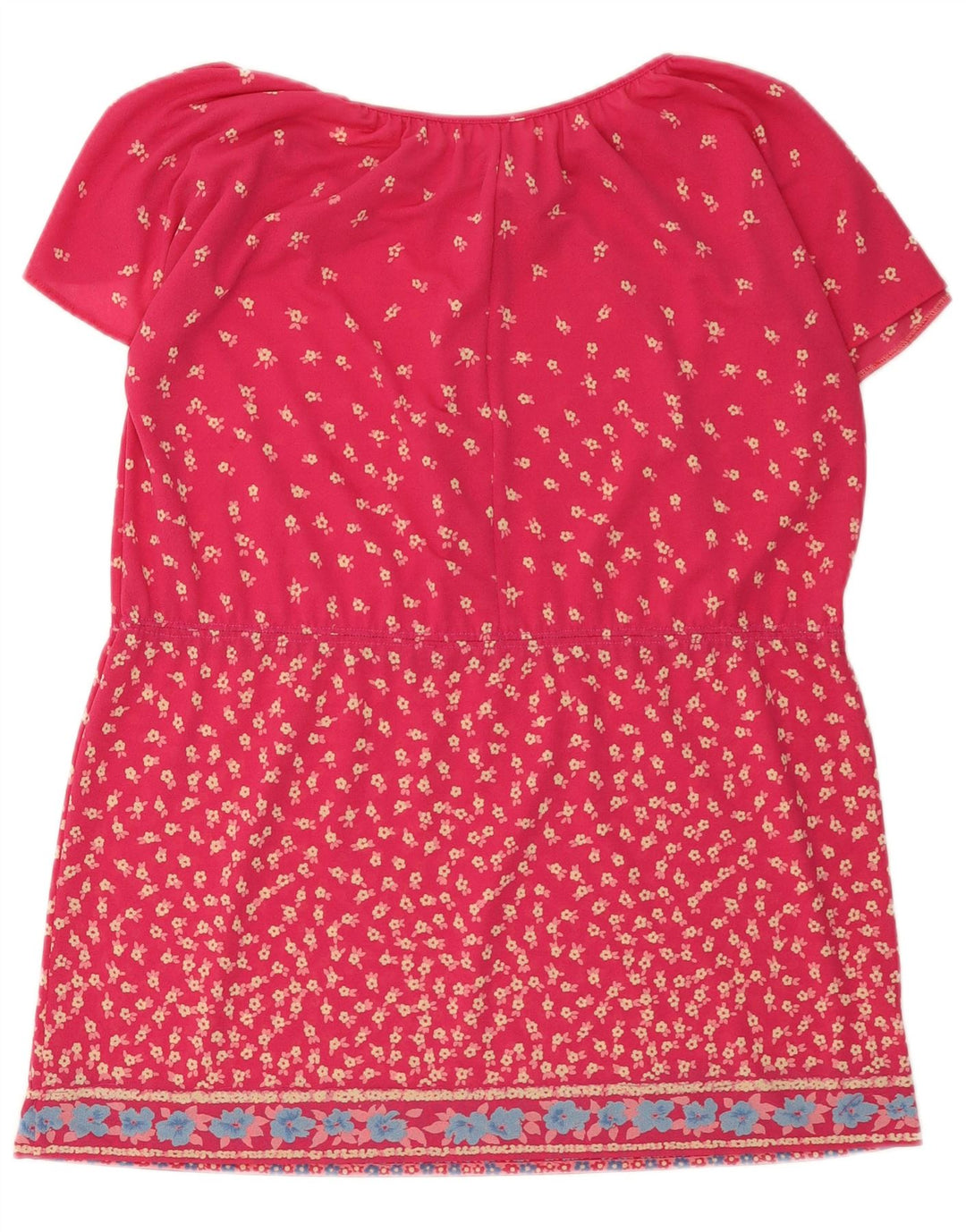 Vintage Dame Tunika Kjole EU 42 Large Pink Floral Polyester