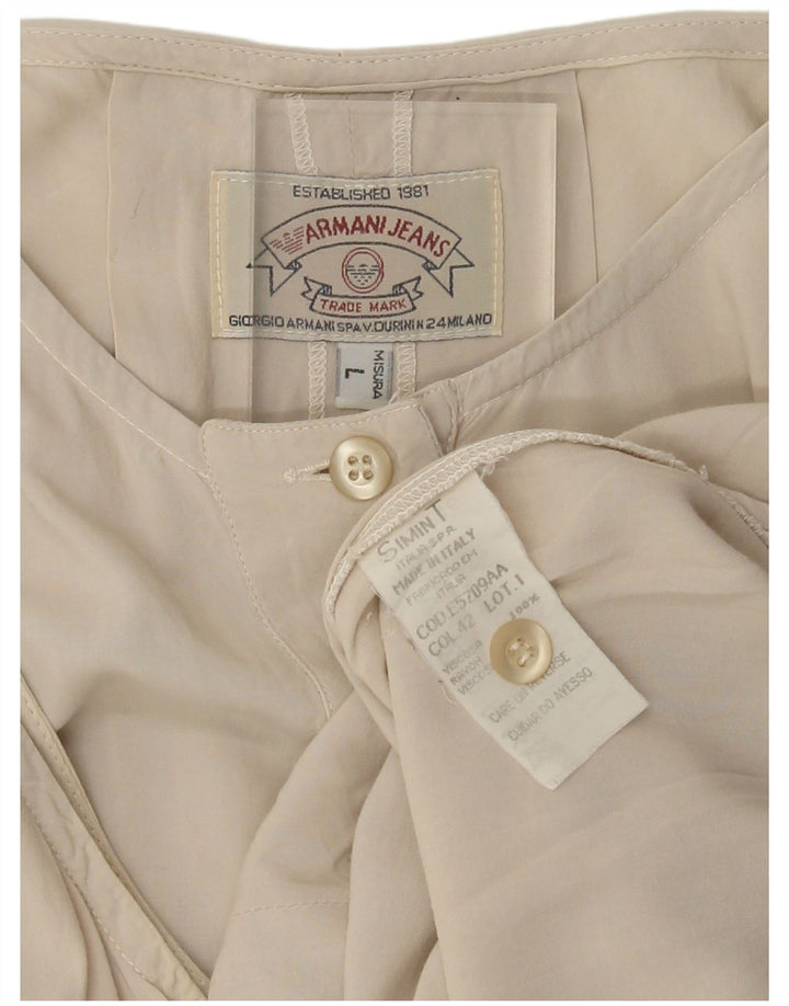 Armani Jeans Dame ærmeløs bluse Top UK 14 Stor Beige Viscose