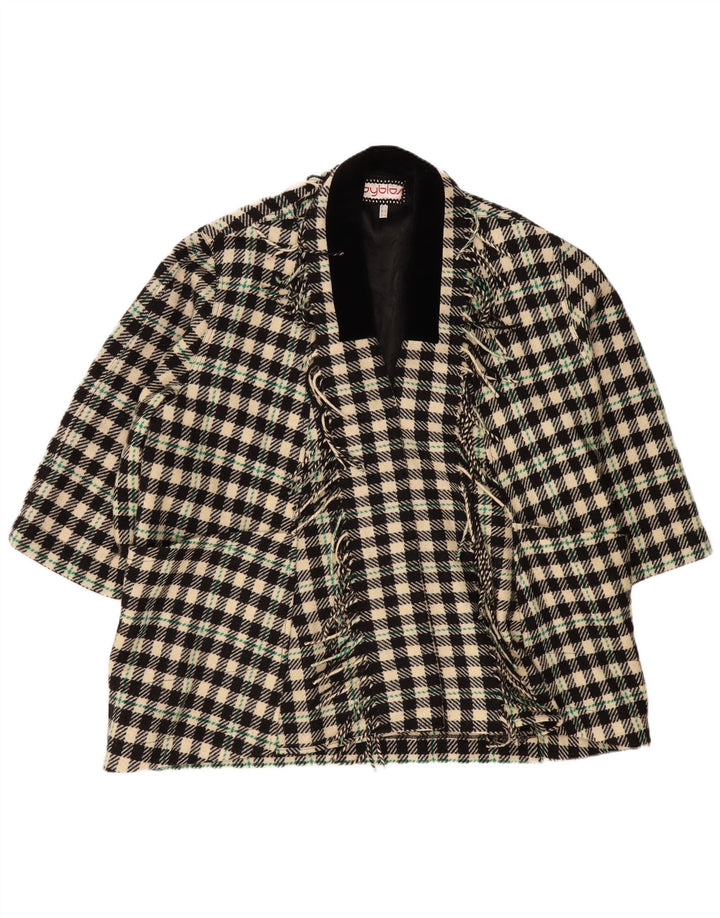 Byblos Womens Open Overcoat IT 42 Medium Black Check Wool