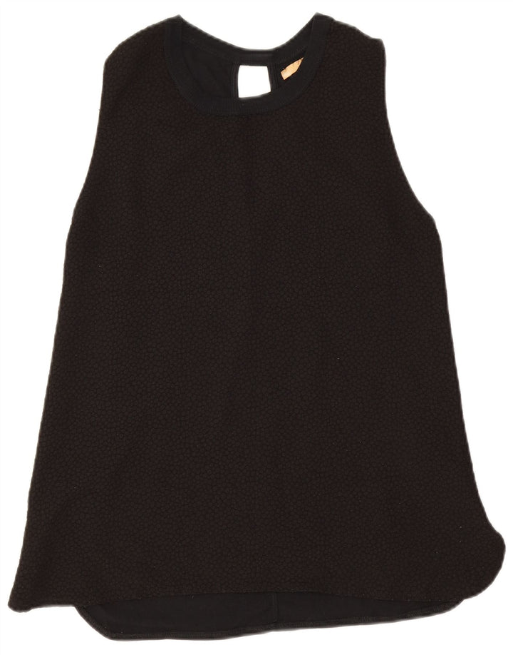Zara Dame Trafaluc ærmeløs bluse Top UK 12 Medium Sort Geometrisk