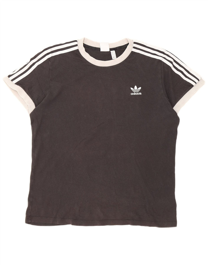 Adidas Dame T-Shirt Top UK 12 medium sort bomuld
