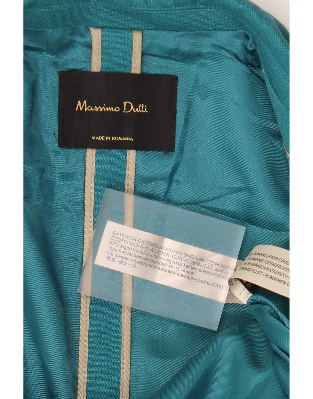 Massimo Dutti Dame 1 Knap Blazer Jakke EU 40 Medium Blå Bomuld