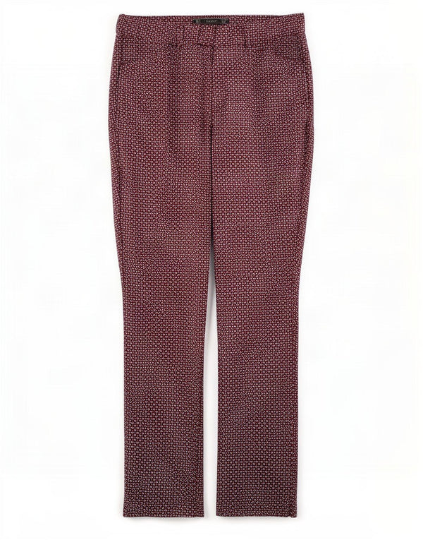 Zara Dame Trafaluc Slim Casual Bukser Small W26 L28 Burgundy Floral
