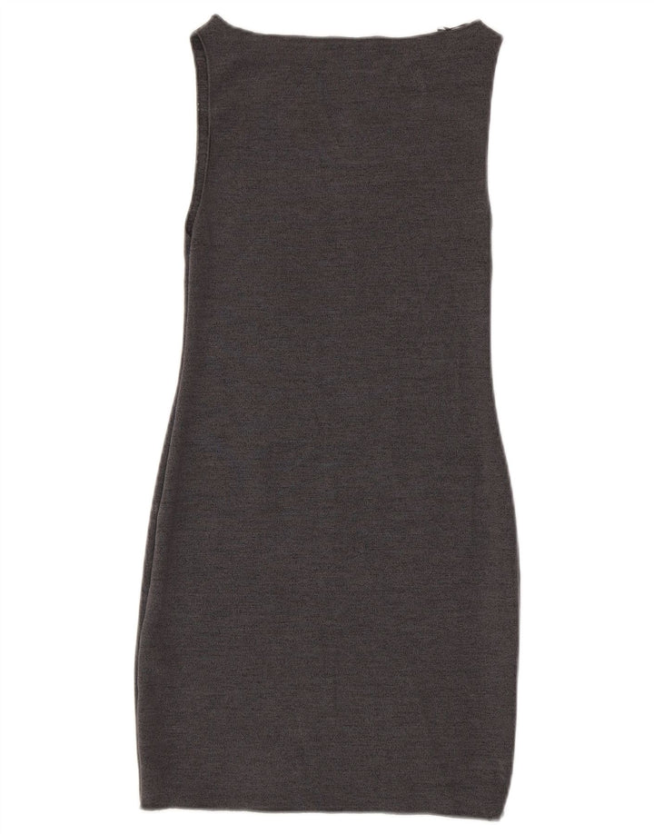 Zara Kvinders Ærmeløs Skede Kjole UK 12 Medium Grey Viscose
