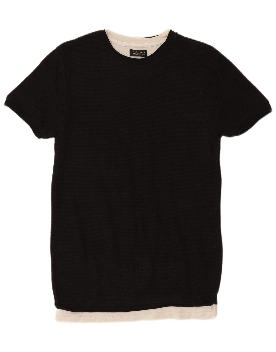 ZARA Herre T-Shirt Top Medium Sort Bomuld