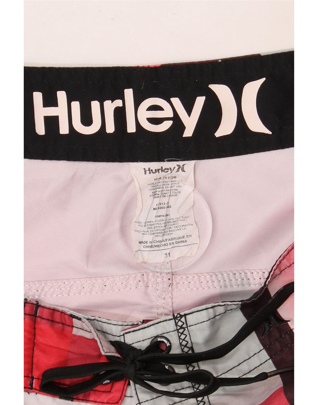 HURLEY Badeshorts til mænd Medium rød ternet polyester