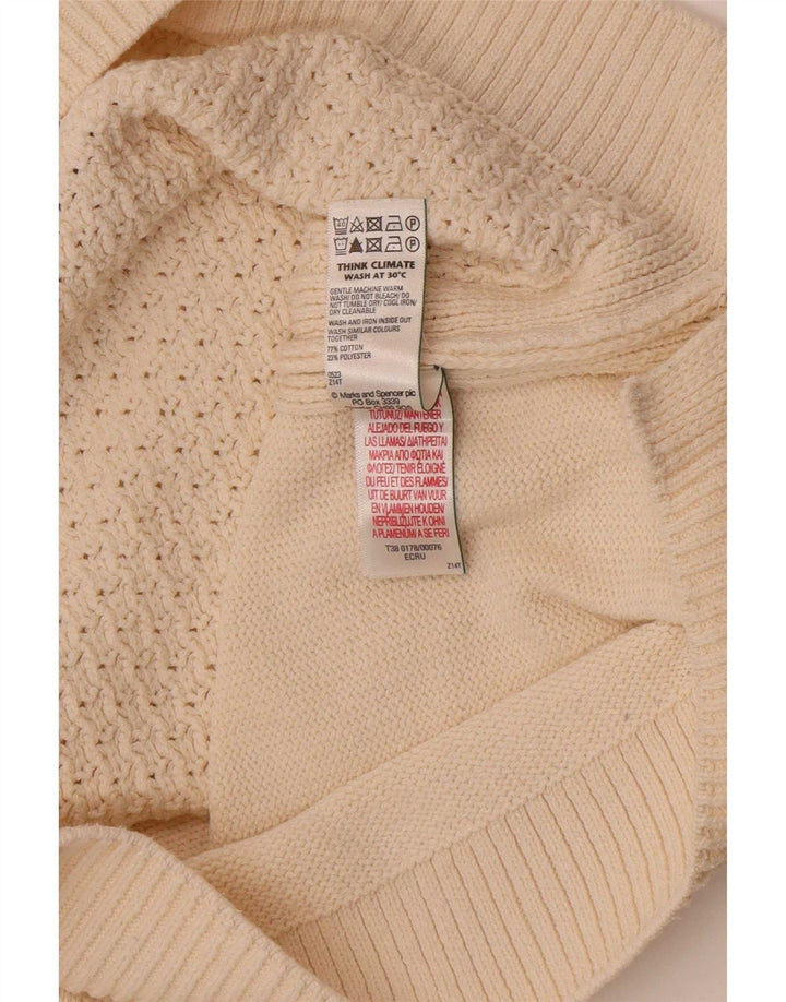 Marks & Spencer Dame Crop Polo Neck Jumper Sweater UK 14 Medium Off White