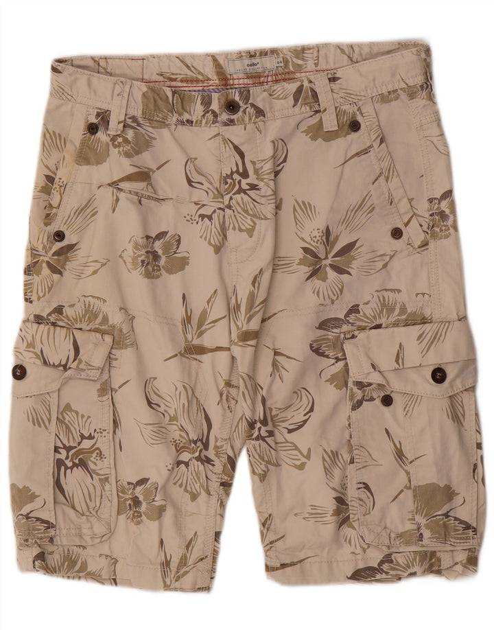 Celio Herre Cargo Shorts IT 44 XS W32 Beige Floral