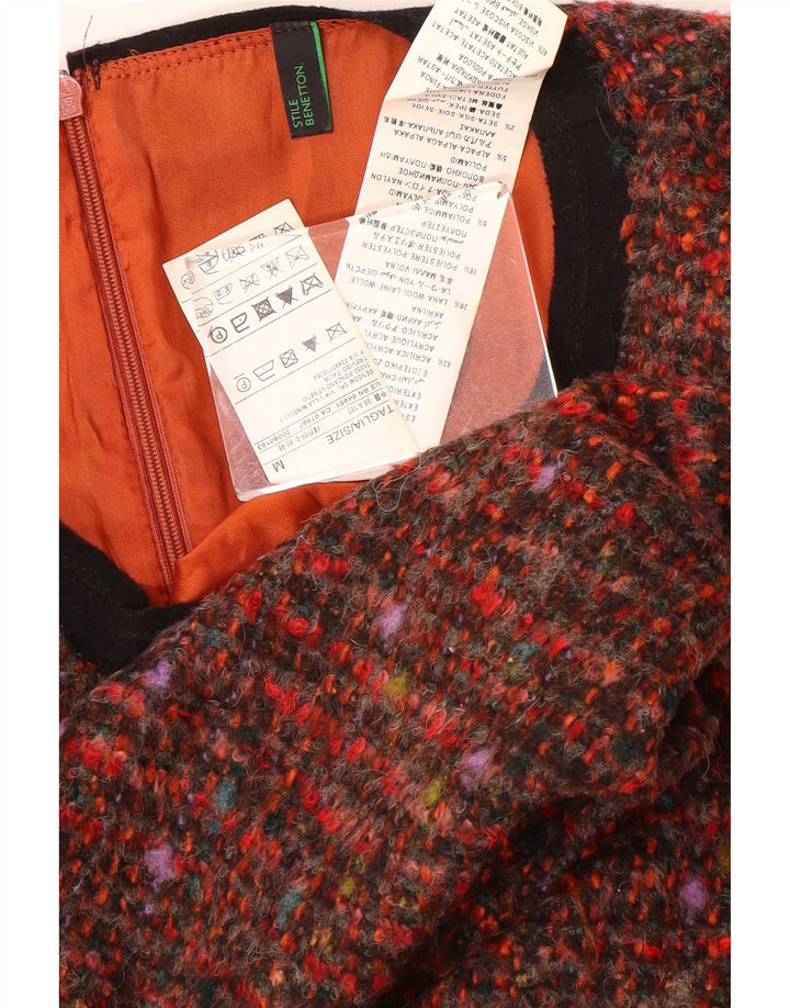 Benetton Kvinders Ærmeløs Skede Kjole UK 12 Medium Flerfarvet Flecked