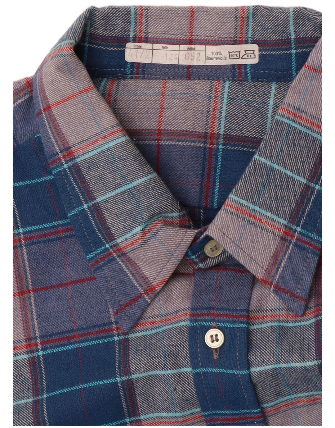 Vintage herre flannel skjorte str. 41 Stor blå ternet bomuld
