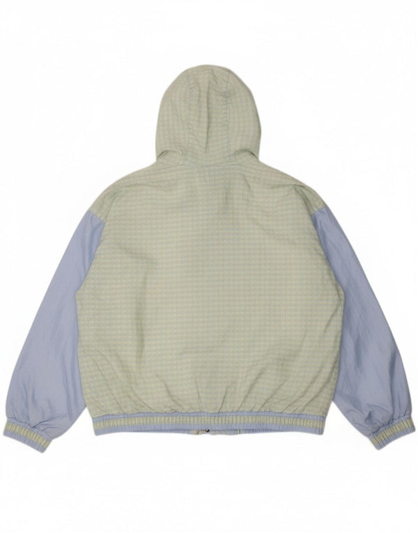 Eksklusiv dame regnjakke med hætte i overstørrelse UK 18 XL Grøn ternet nylon