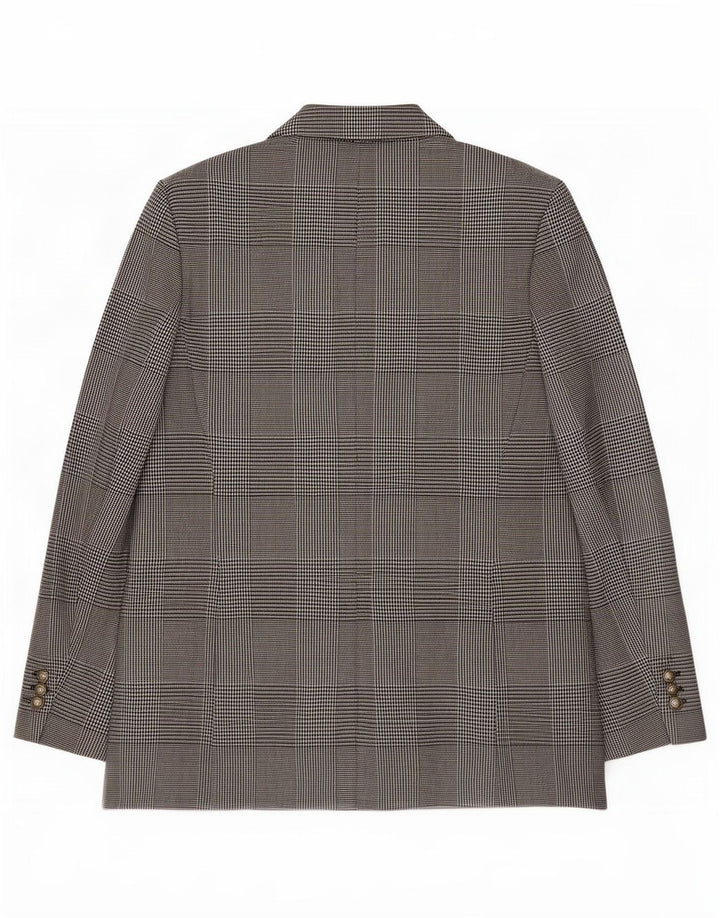 Zara Dame Dobbeltradet Blazer Jacket UK 18 XL Grå Houndstooth
