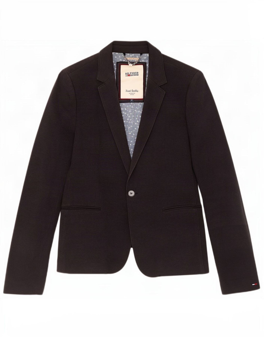Tommy Hilfiger Dame 1 Knap Blazer Jakke UK 12 Medium Marineblå Bomuld