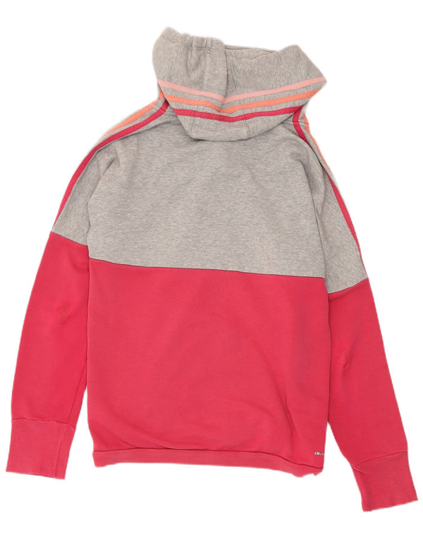Adidas Dame Oversized hættetrøje Sweater med lynlås UK 4/6 XS Pink Colourblock