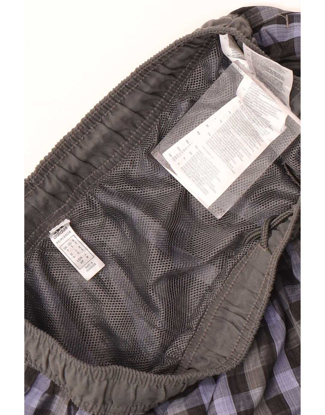 Adidas badeshorts til mænd, små grå ternet polyester