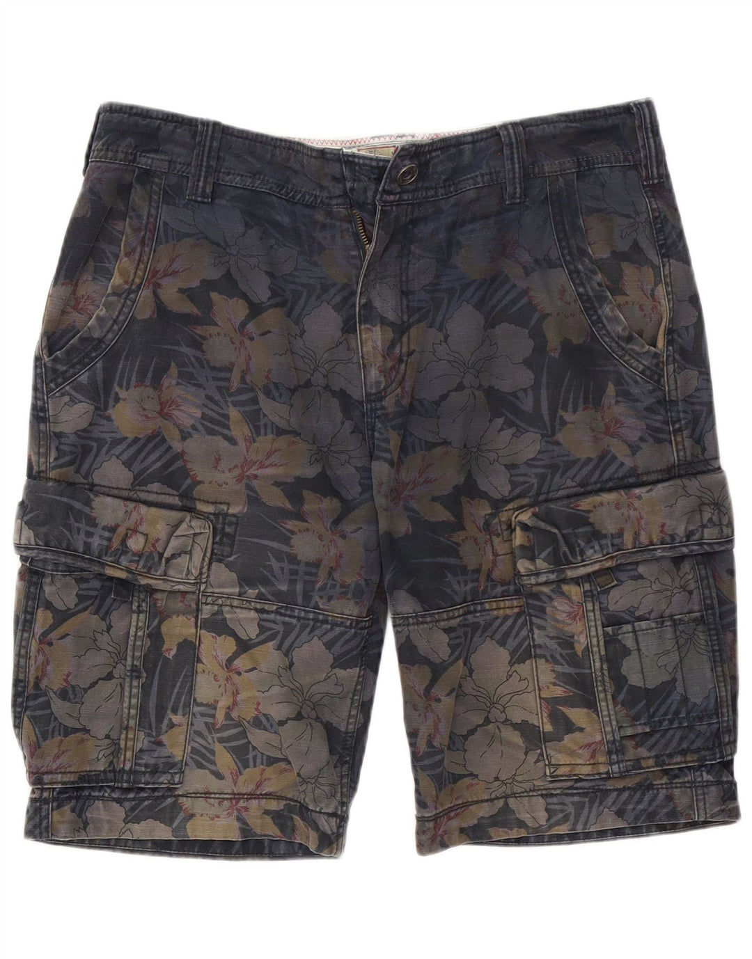 Fat Face Herre Cargo Shorts W34 store marineblå blomster bomuld
