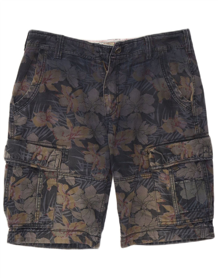 Fat Face Herre Cargo Shorts W34 store marineblå blomster bomuld