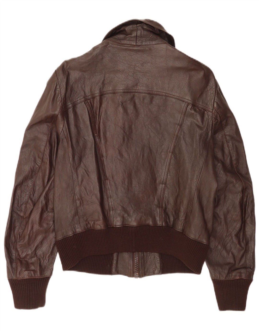 Vintage dame bomber læderjakke IT 48 XL brunt læder