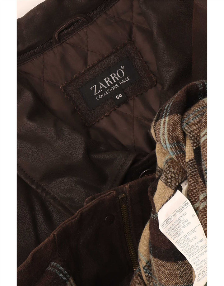 Zarro Herre Læder Windbreaker Coat IT 54 2XL Brun