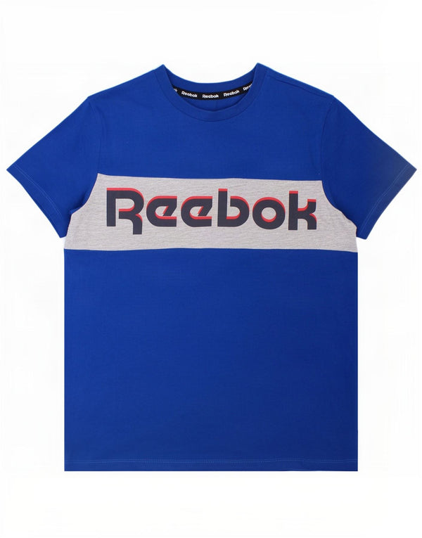Reebok Boys Grafisk T-Shirt Top 9-10 år Blå Colourblock Bomuld