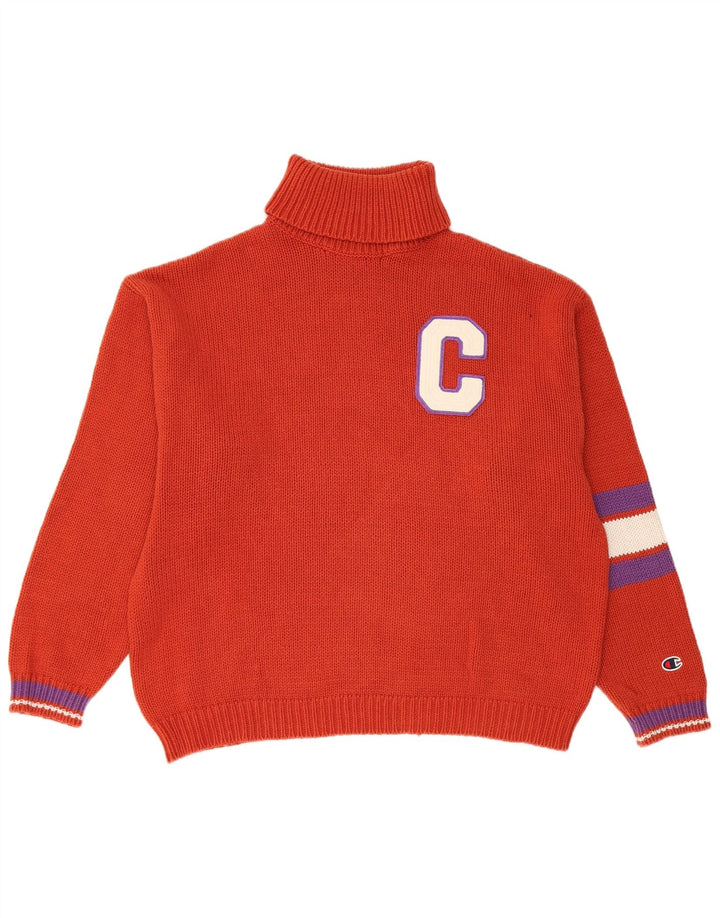 Champion Dame grafisk rullehals sweater UK 14 Medium Orange