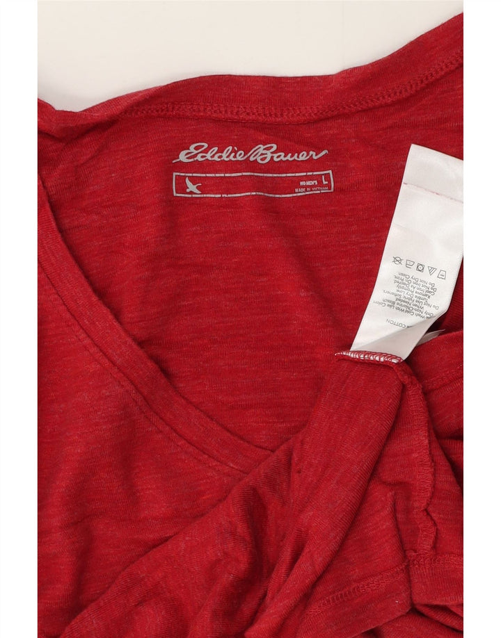 Eddie Bauer Dame T-Shirt Top UK 14 Stor Rød Bomuld