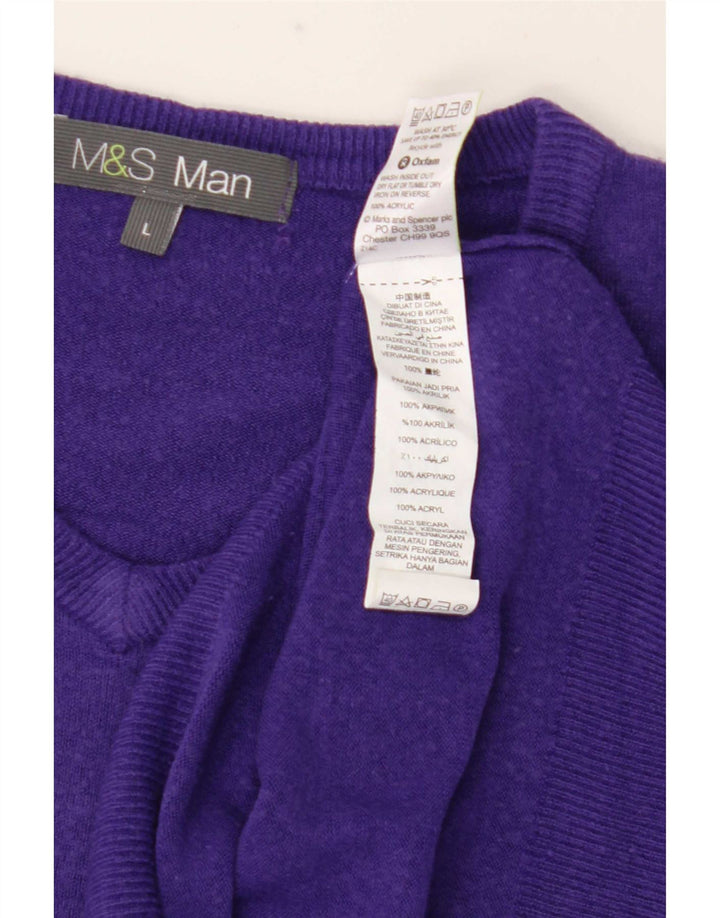 Marks & Spencer Herre V-hals sweater Stor lilla akryl