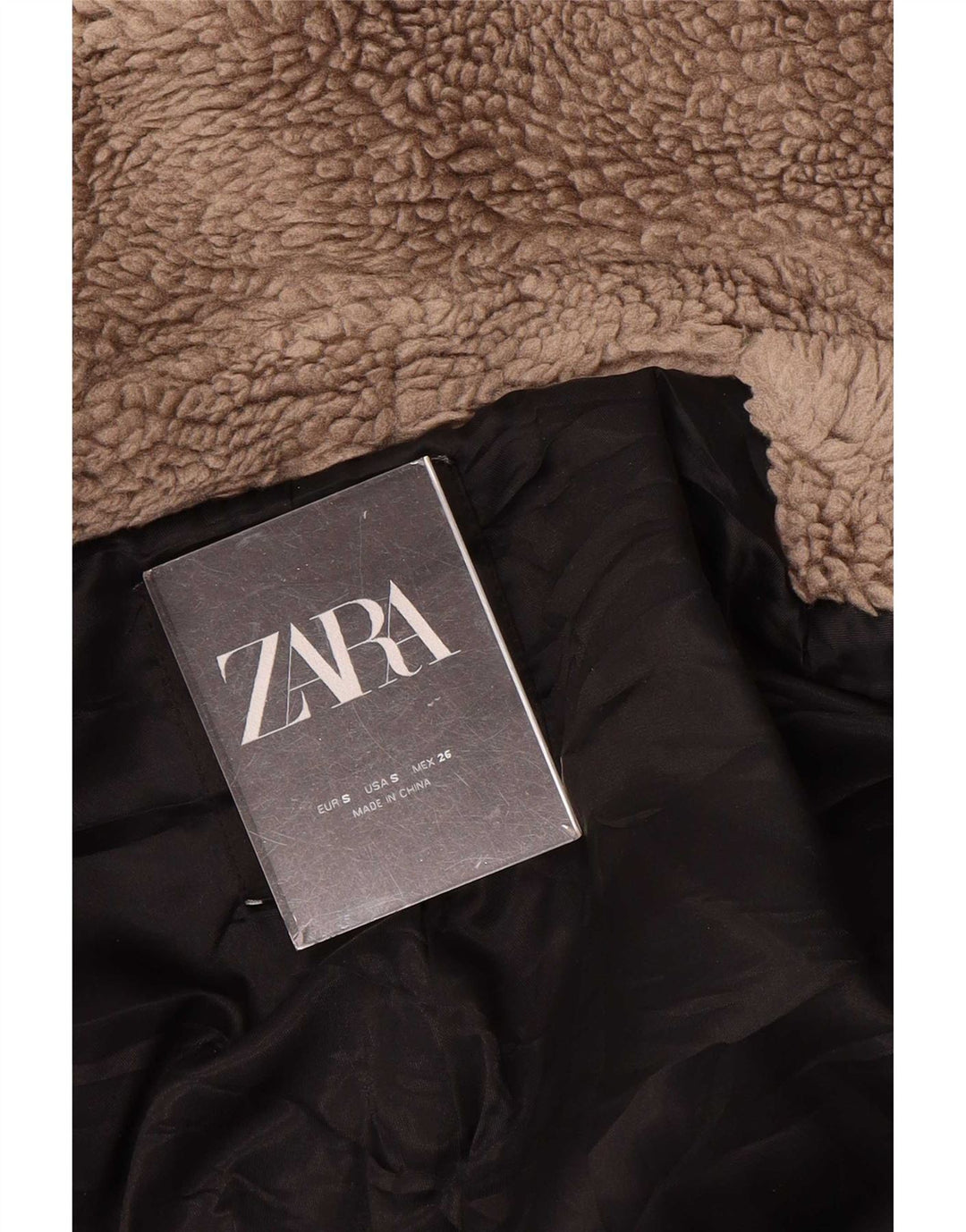 Zara Dame imiteret Fur Oversized Overfrakke UK 10 Lille Brun