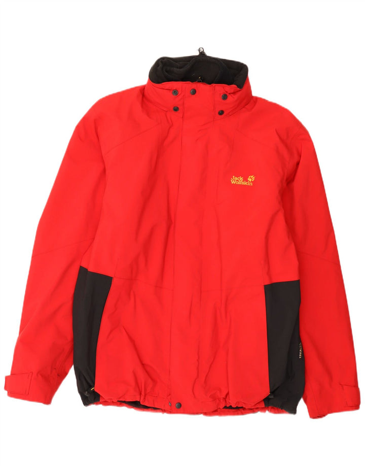 Jack Wolfskin Regnjakke til mænd UK 44/46 XL Rød Colourblock Polyamid