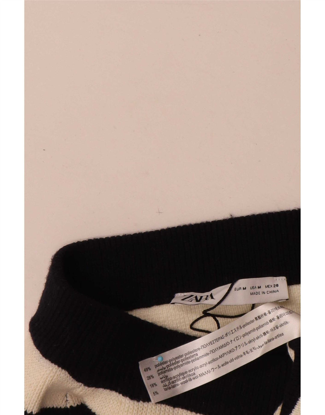 Zara Kvinder strik blyantnederdel Medium W30 sort stribet polyester