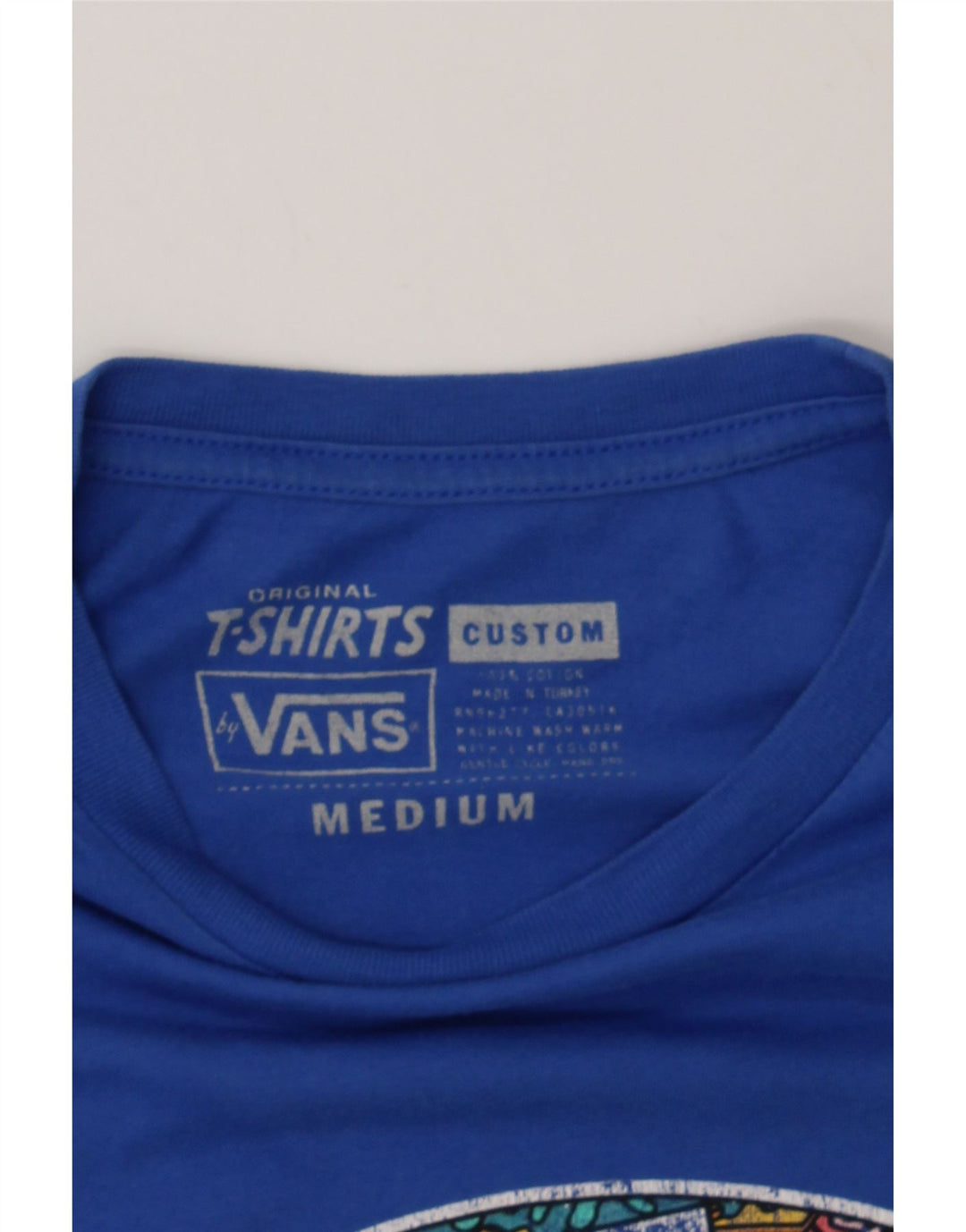 VANS Mens Custom Fit Graphic T-Shirt Top Medium Blue Cotton Vintage Vans and Second-Hand Vans from Messina Hembry 