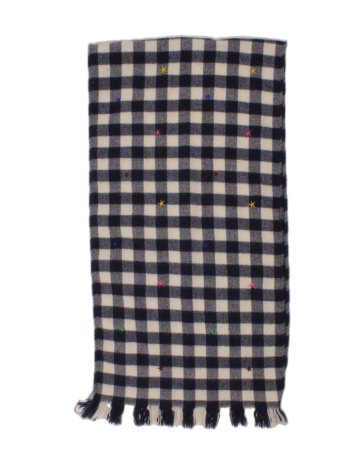JOULES Womens Rectangle Scarf One Size Navy Blue Gingham Acrylic Vintage Joules and Second-Hand Joules from Messina Hembry 
