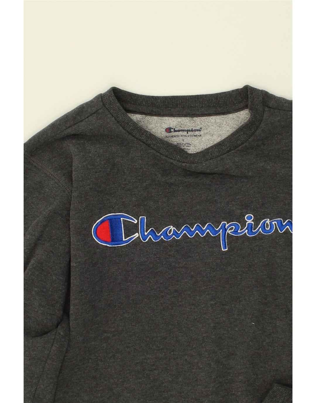 CHAMPION Boys Graphic Sweatshirt Jumper 15-16 Years Large  Grey Cotton Vintage Champion and Second-Hand Champion from Messina Hembry 