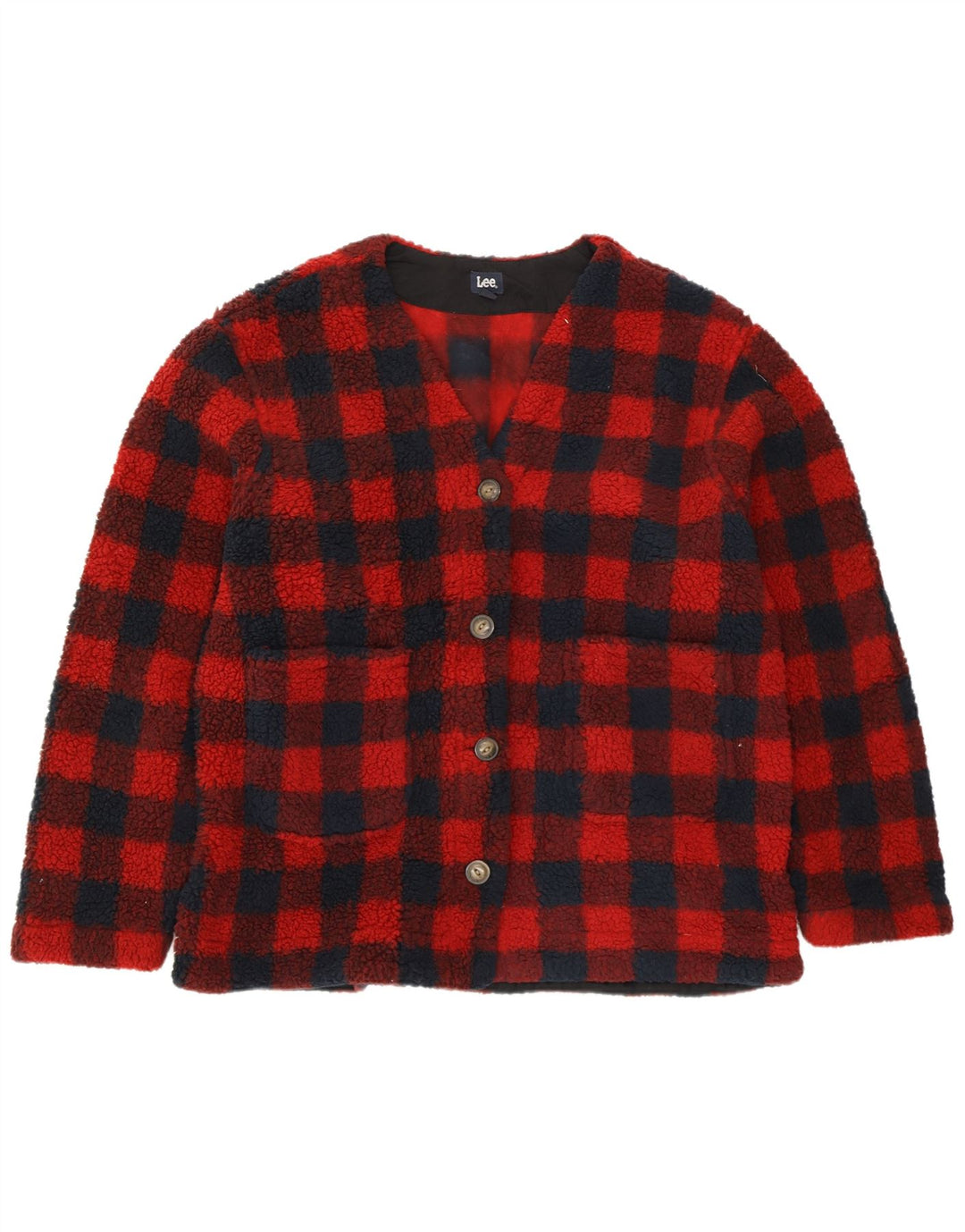 LEE Dame Oversized Fleecejakke UK 18 XL rødternet polyester