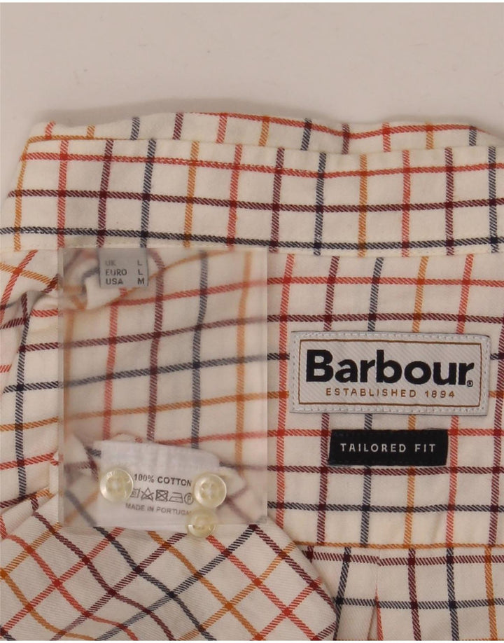 Barbour herre skræddersyet pasform skjorte stor hvid ternet bomuld