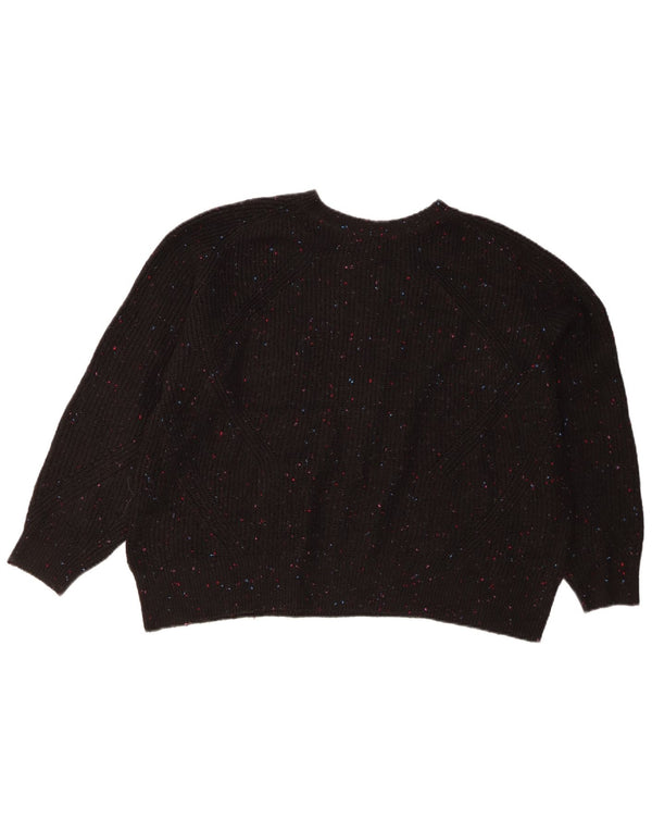 Marks & Spencer Womens Boat Neck Jumper Sweater UK 16 Large Black Flecked