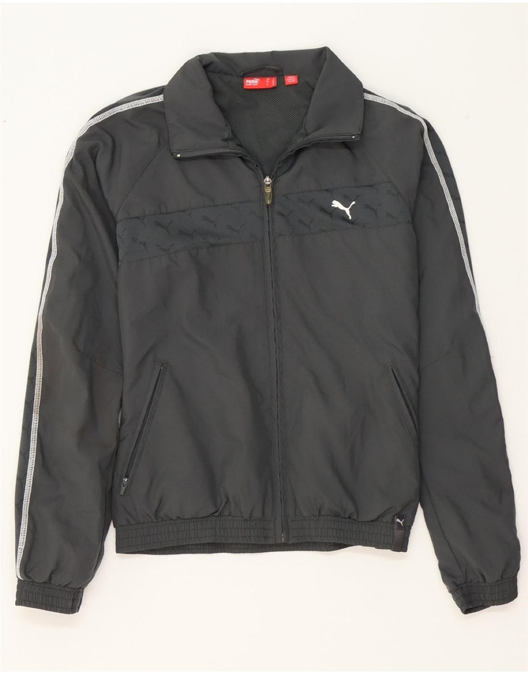 NIKE Womens Graphic Tracksuit Top Jacket UK 10 Small Grey Polyester Vintage Nike and Second-Hand Nike from Messina Hembry 