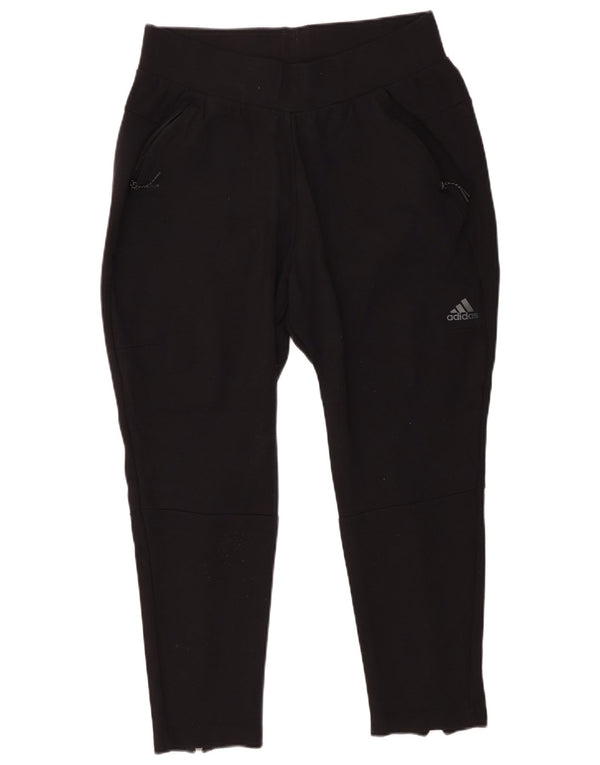 Adidas Womens Crop Tracksuit Trousers UK 12/14 Medium  Black Rayon