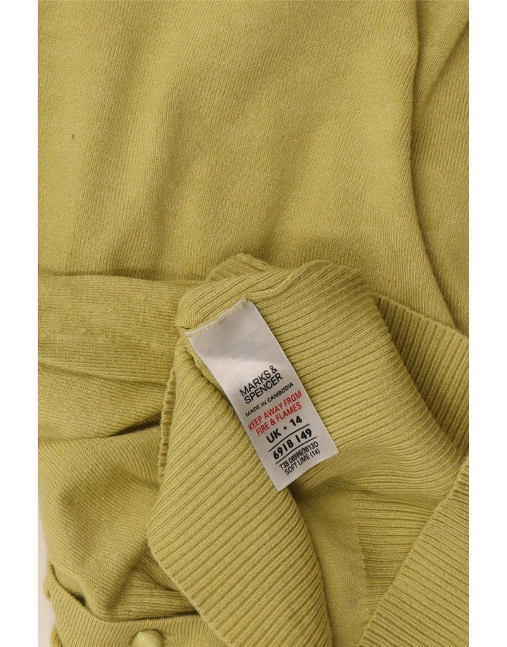 Marks & Spencer Dame 3/4-ærmet cardigantrøje UK 14 Medium Green